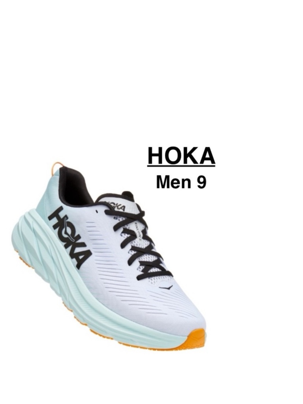 Hoka Rincon 3 Shoes Men Size 9 White /blue cleaned in excellent condition ⭐️⭐️⭐️